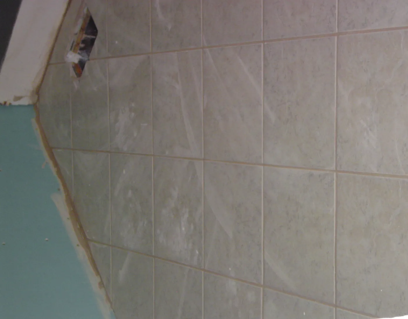 Newly installed large-format tile flooring